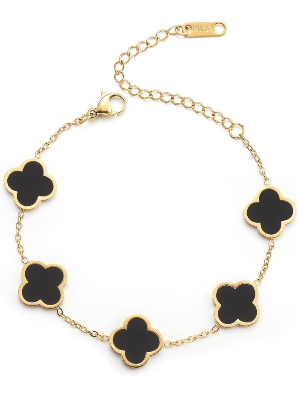 Trendy 18K Gold Plated Clover Bracelet for Women - Lucky Four Leaf Flower